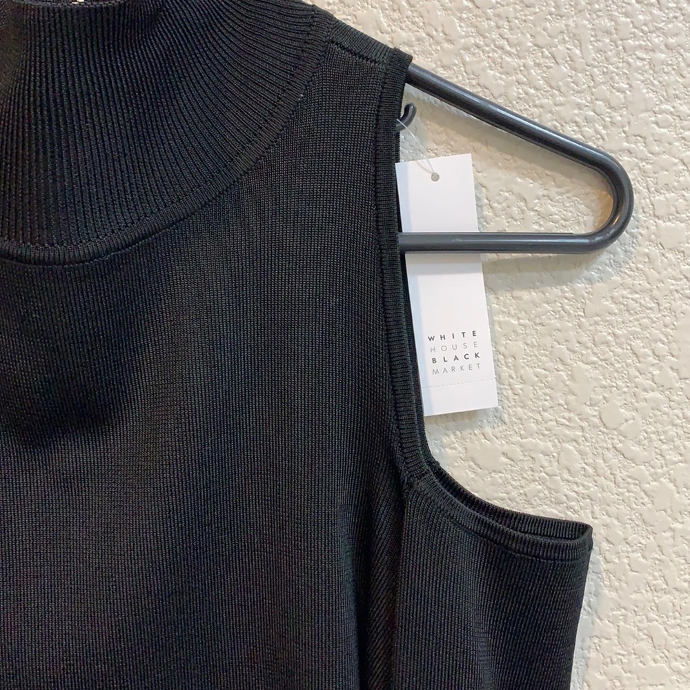 Cold shoulder mock neck blouse